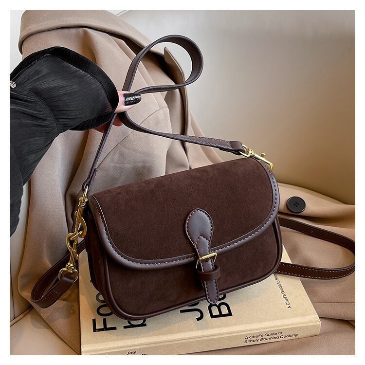 Free shipping designer Suede Small Square Bag New Autumn Winter Melad Color Matching Nubuck Leather Bag Magnetic Buckle Shoulder Bag Crossbody Bag
