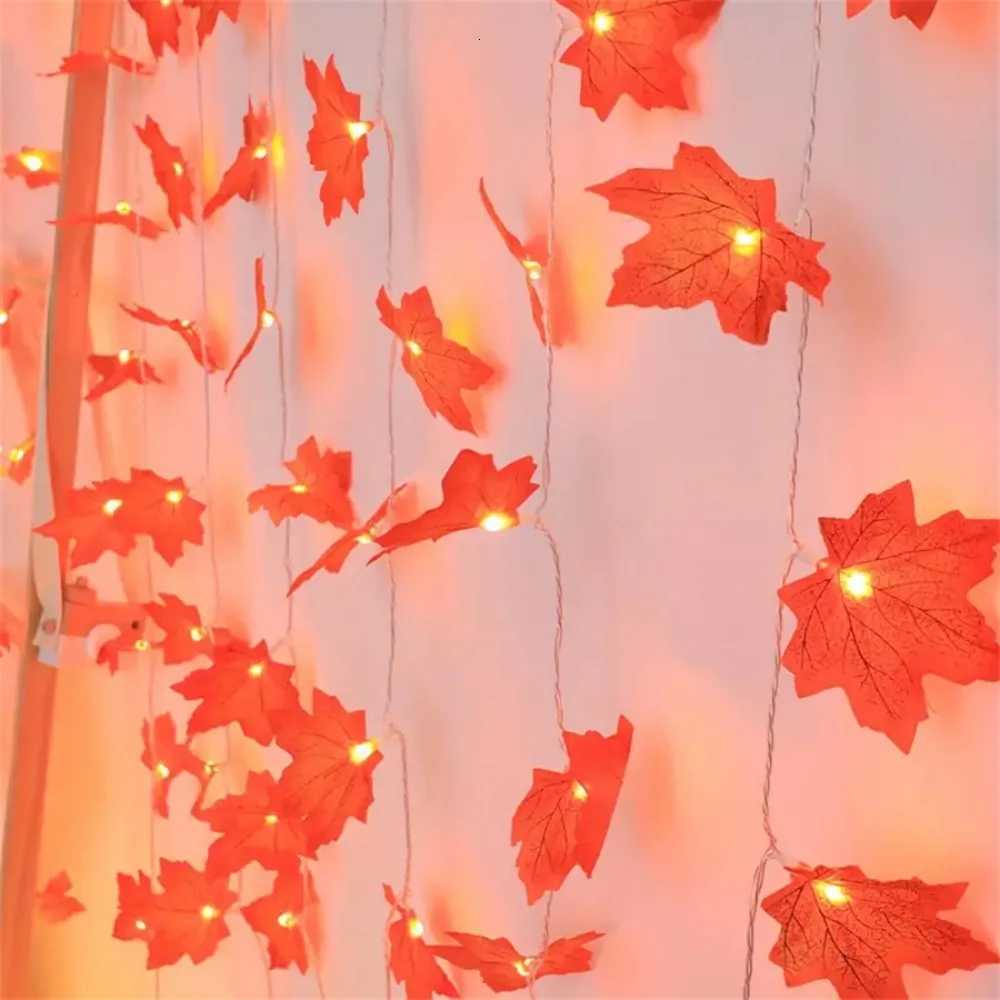 1PC 1.5M10LED/3M20LED Red Maple Leaf Light String Battery Powered (without Battery) Used for Halloween Autumn Harvest Decoration XJ250804
