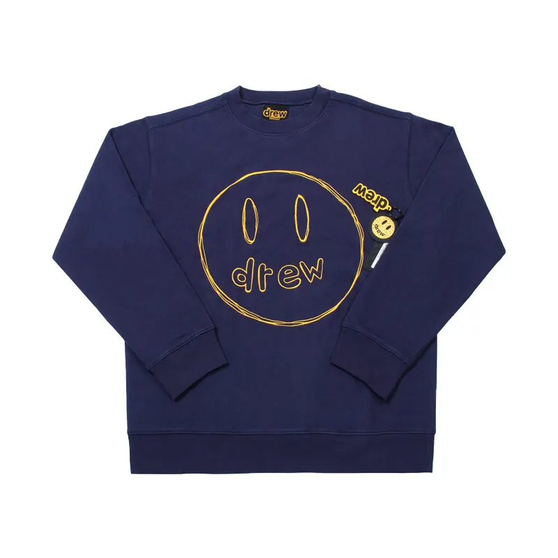 Drew House Long-sleeved sweatshirt with embroidered logo Men Hip Hop Pullover Sweatshirt Unisex Couple Casual Hoodie Sweatshir