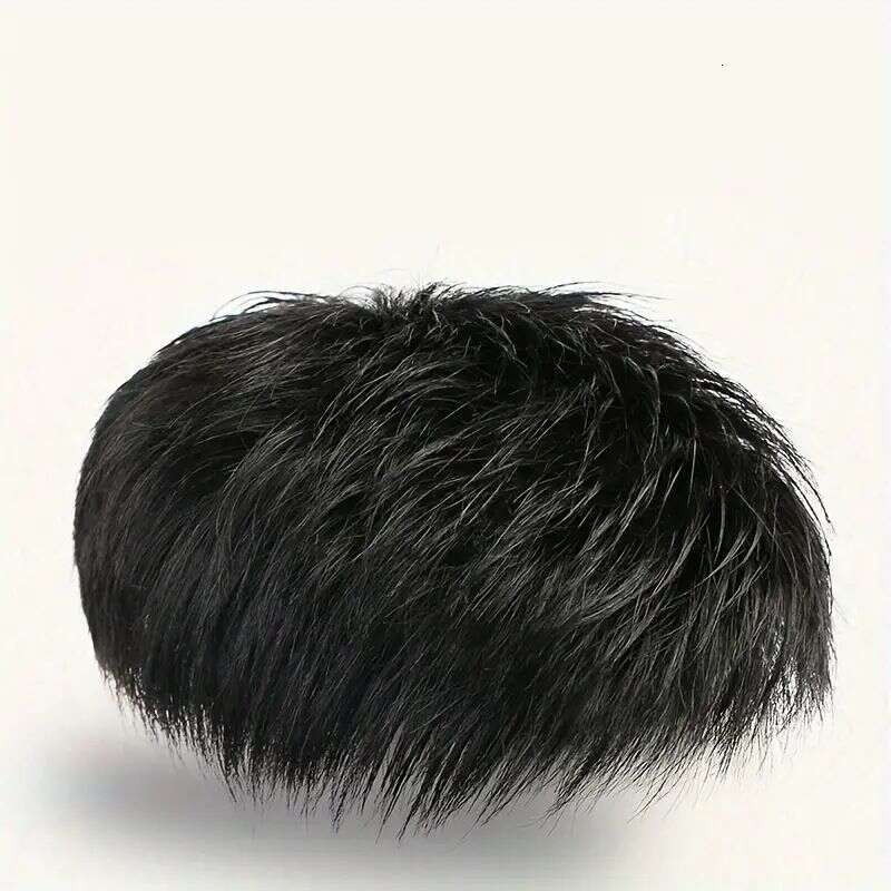 Synthetic Top Replacement Pieces, Middle Aged And Elderly Wigs, Short Straight Hair, Chemical Fiber Men's Hair Pieces