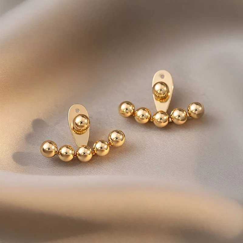 Stainless Steel Beaded Stud Earrings Waterproof Jewelry High Quality Gold Color Fashion Earrings Womens Earrings Gifts Y250804