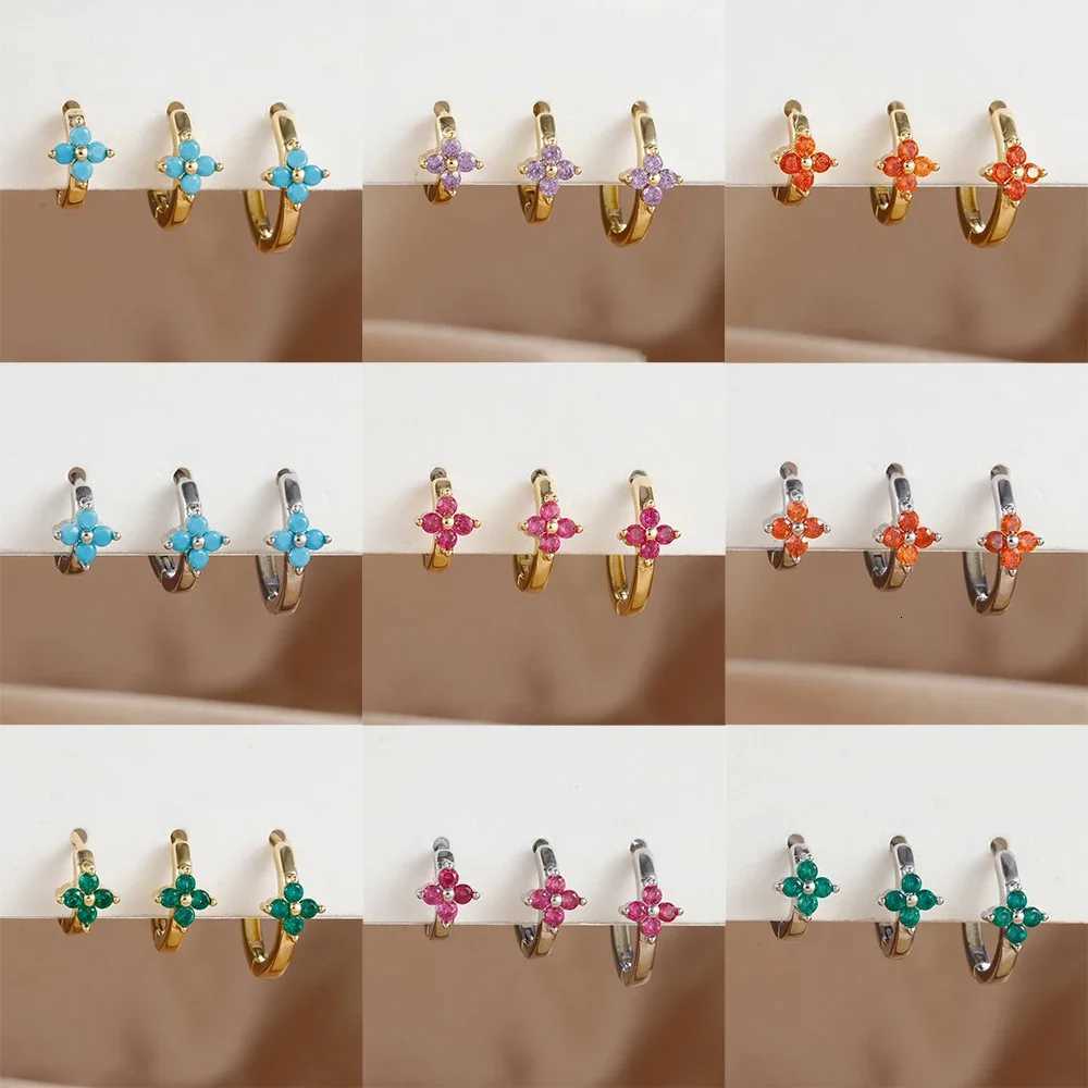 3PCS Simple 6mm/8mm/10mm Flower Zircon Hoop Earrings Set For Women 18K Gold Plated Stainless Steel Huggie Piercing Jewelry Gifts Y250804