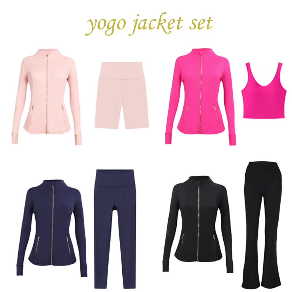 Sportswear women's yoga suit jacket shorts leggings flared pants yoga set high-waists zippered yoga jacket elastic sportswear gym sportswear