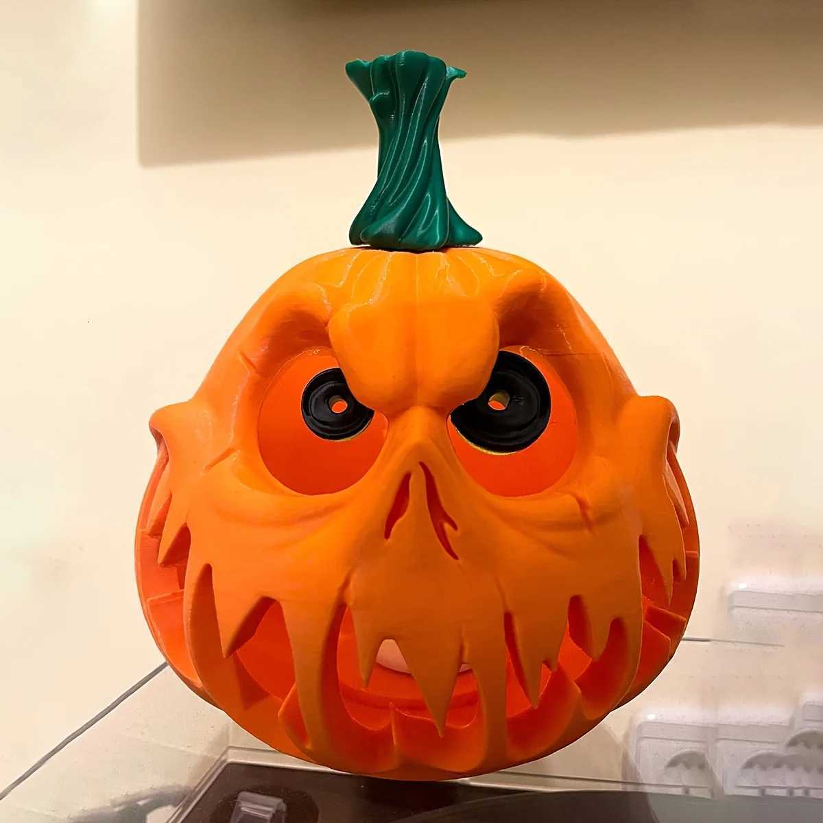 Giant Halloween Pumpkin Resin Decoration - Spooky Skull Head with Eerie Facial Features Hollow Design for Indoor and Outdoor XJ250804