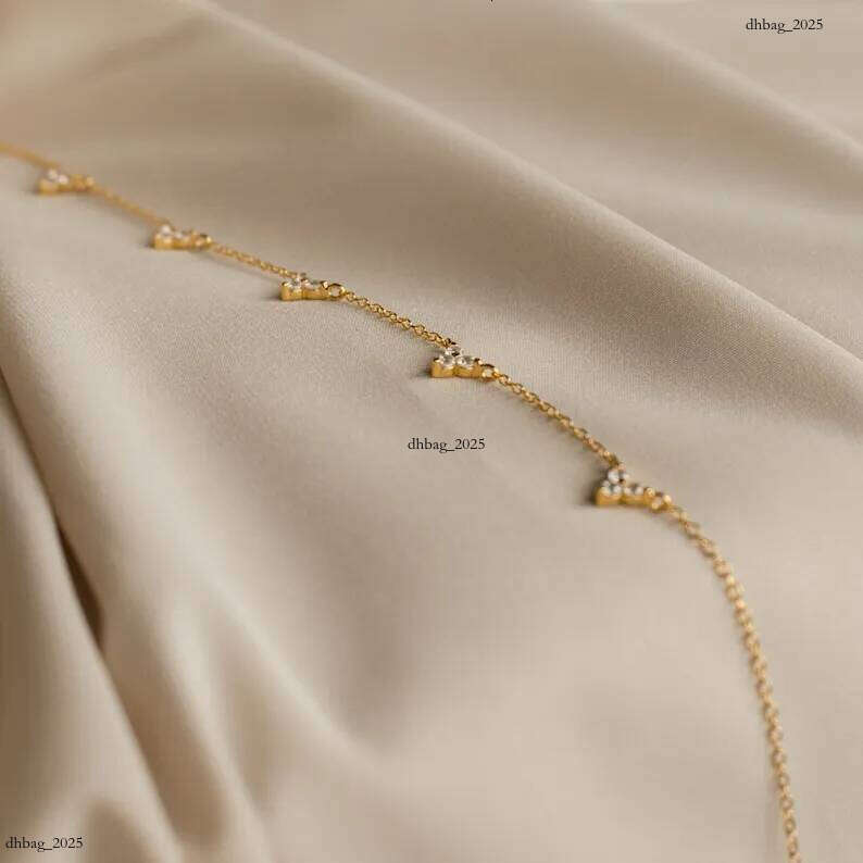 Dia Crystal Beaded Dainty Layering Triangle Charm Necklace Anniversary Gift