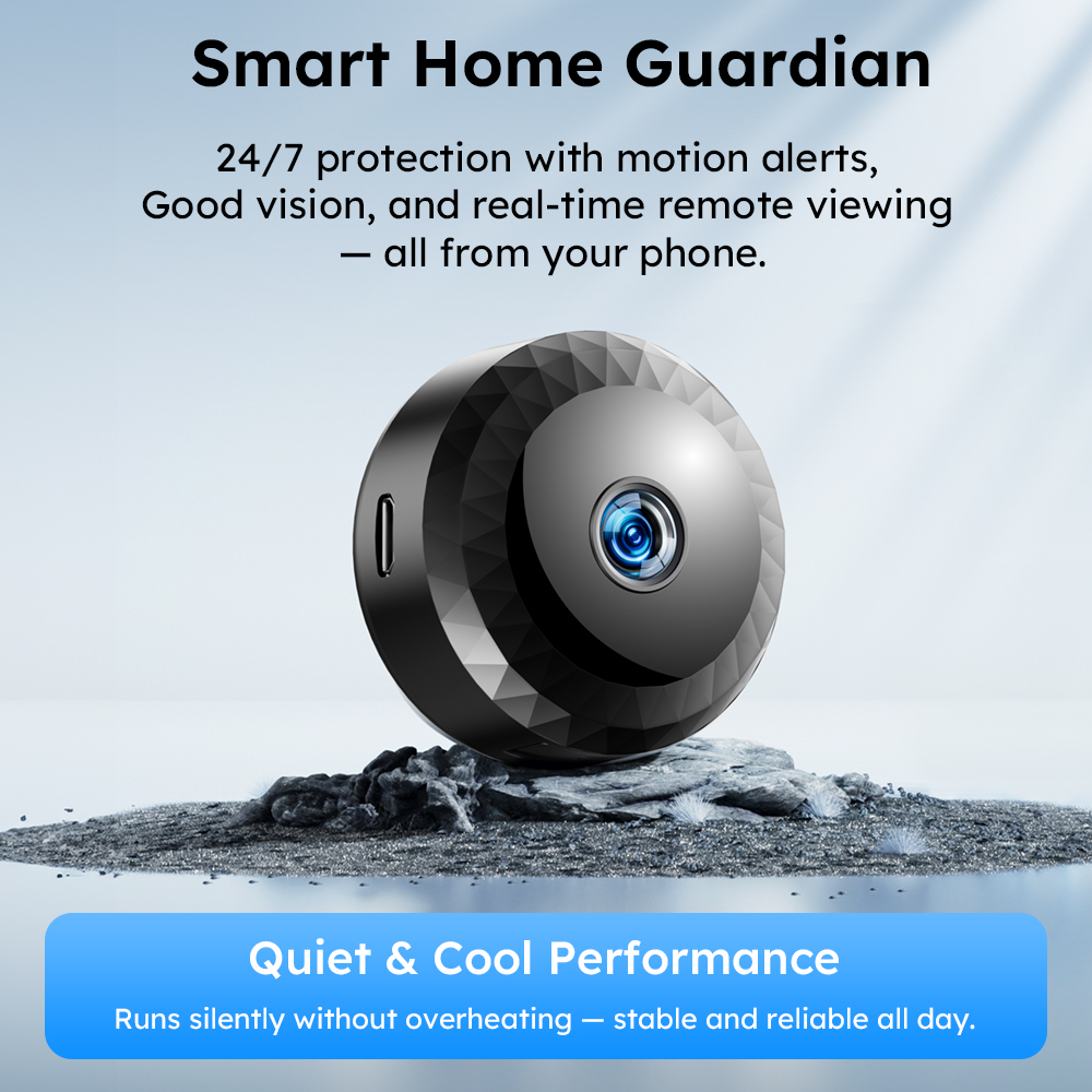 Wireless Mini WiFi Security Camera with Night Vision Motion Detection Rechargeable Battery Easy to Mount & App-Controlled