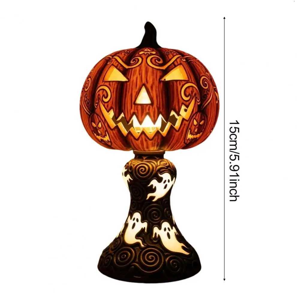 Halloween Skull Pumpkin Night Light Resin LED Tabletop Lamp with Skeleton Ghost Witch Design for Room Decor Fantasy Theme XJ250804