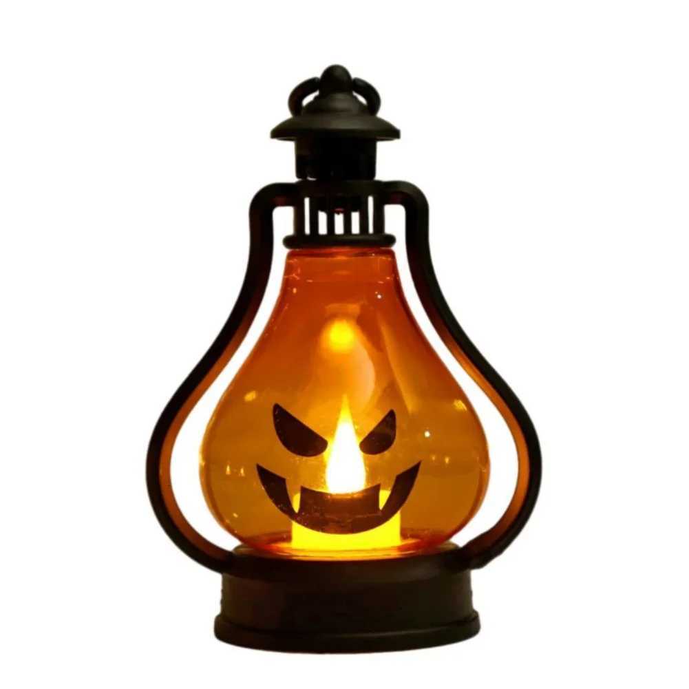 1pc Battery Powered Portable Horror Halloween Pumpkin Ghost Lantern for Bar Desktop Ornament Halloween Atmosphere Party Decor XJ250804