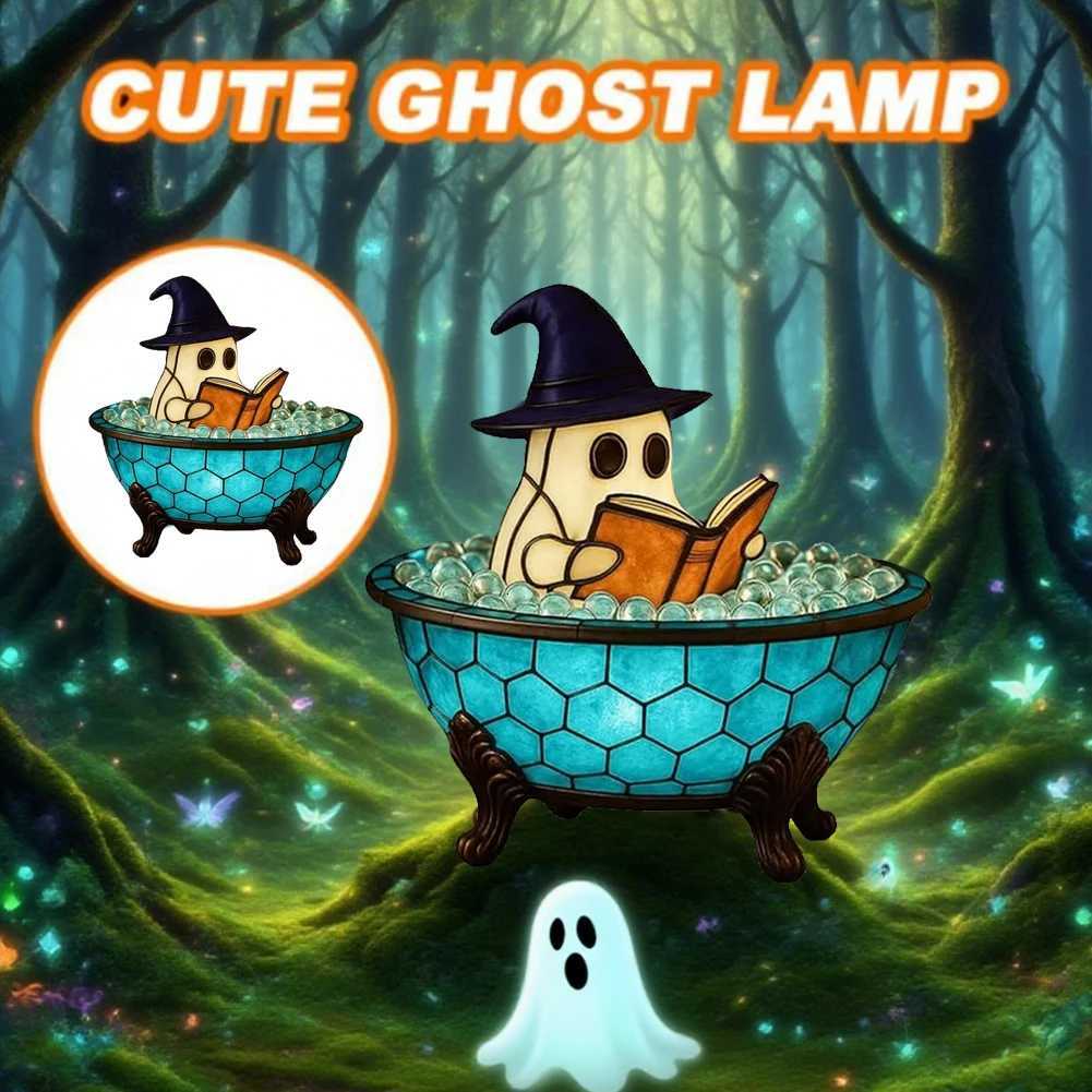 LED Ghost Bubble Bath Lamp Battery Powered Halloween Ghost Night Light Adorable Ghost Reading Night Light Halloween Decoration XJ250804