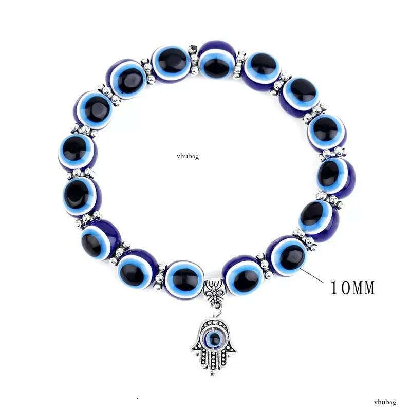 Handmade Acrylic Turkey Evil Blue Eye Stretch Beads Strands Bracelet Charms Religious Hamsa Bracelets Hand Chain Jewelry for Men Women Wholesale Price