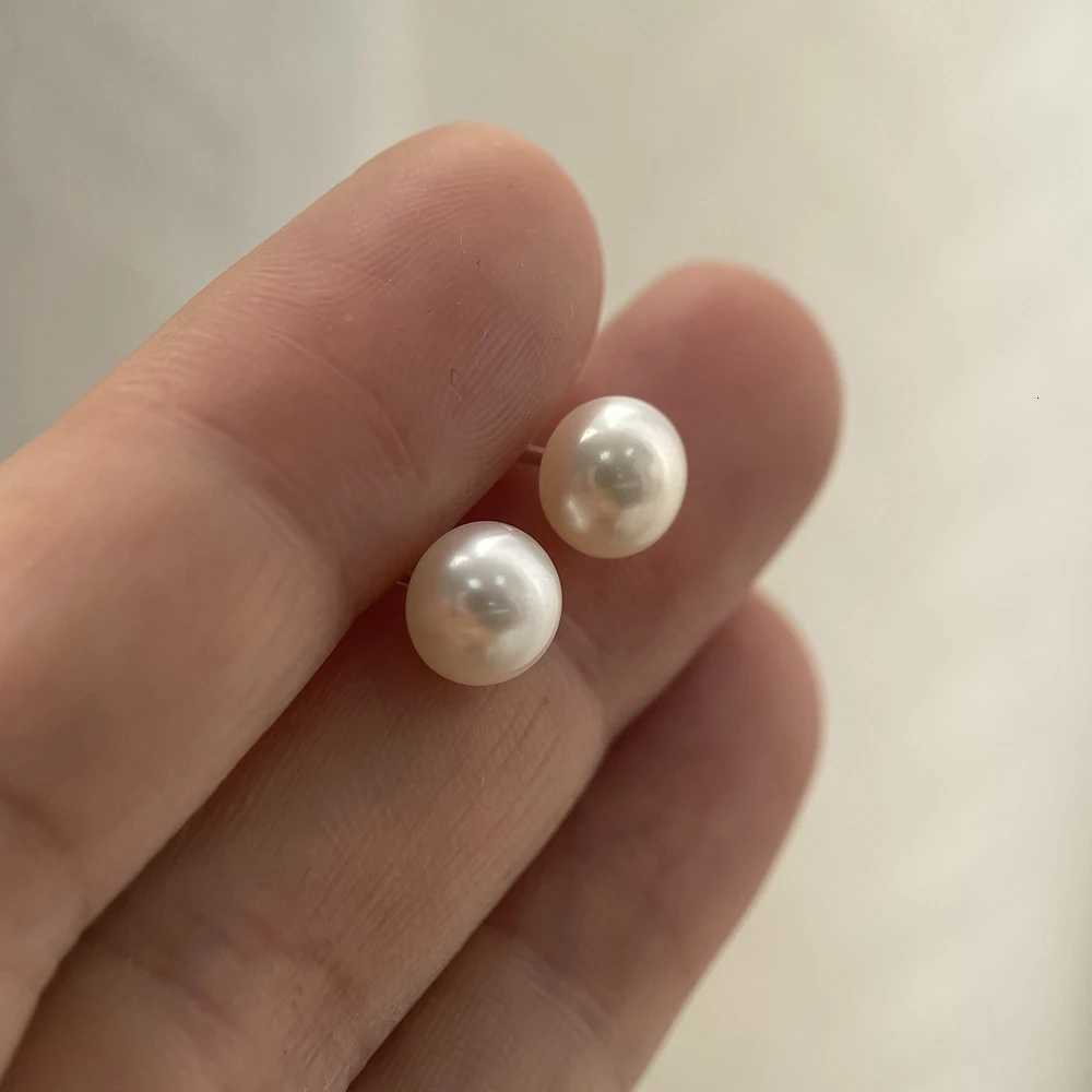 925 Sterling Silver Bread-type Natural Freshwater Pearl Screw Back Stud Earrings for Women Girls Piercing Jewelry Y250804