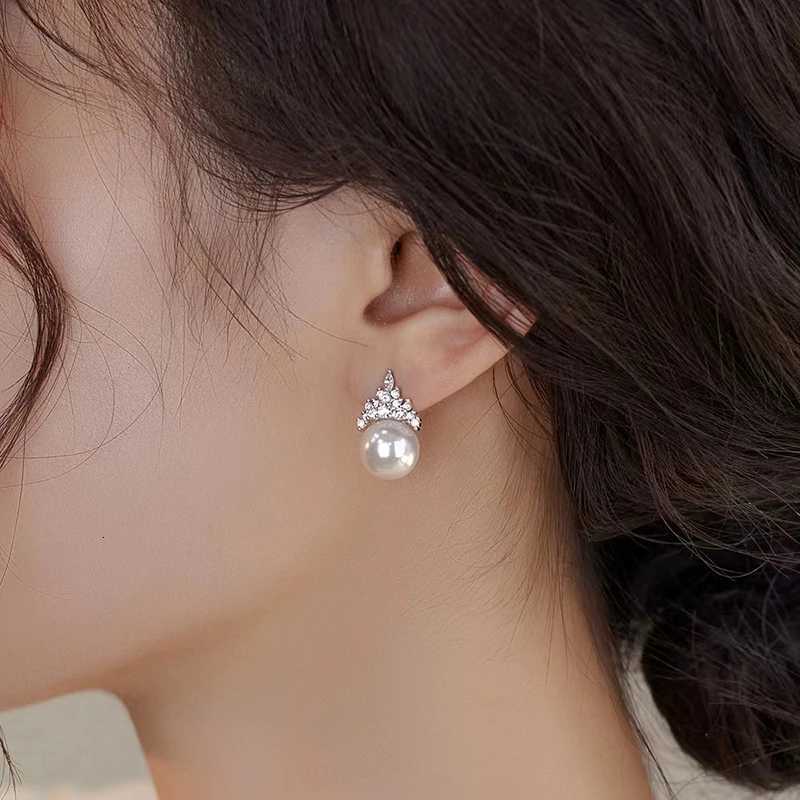 New 925 Sterling Silver Pearl Zircon Earrings Shining Charm Simple Style Women Earrings Birthday Gift for Friends Fine Jewelry Y250804