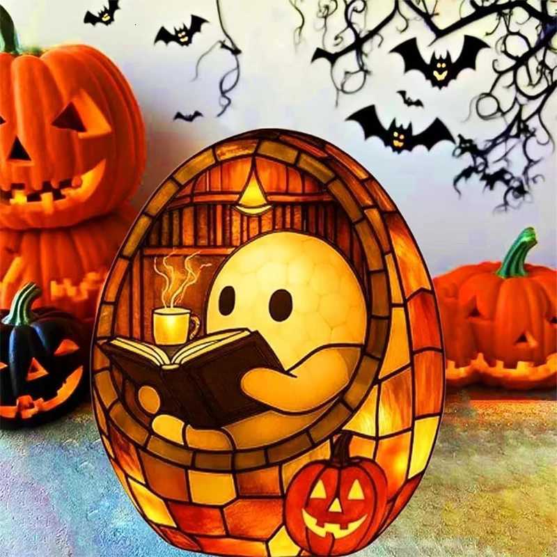 Ghost Reading Book Lamp Handmade Halloween Ghosts Reading Night Light Up Halloween Decor Ghost Flickering Nightlight For Readers XJ250804