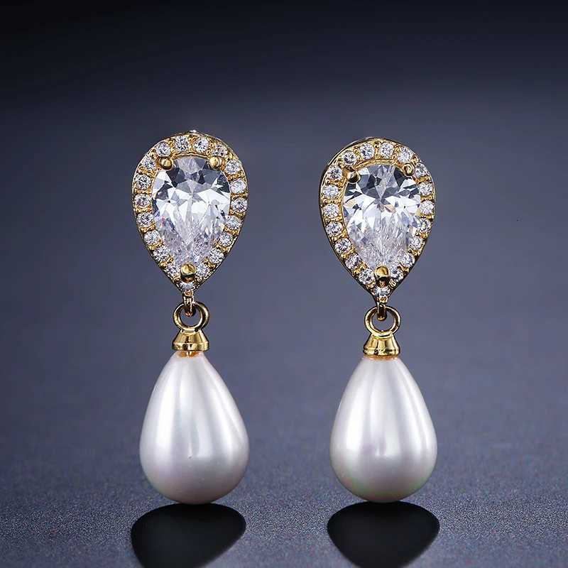 ZAKOL Brand Water Drop Simulated Pearl Dangle Earrings for Women Fashion Ladys Ear Accessory Wedding Engagement Party Jewelry Y250804