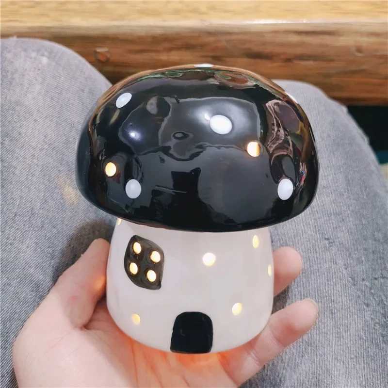 New Creative Mushroom Nightlight Bedroom Bedlight Mini Desktop Sunset Night Lamp Girl Heart Dream Ceramic Light Led Night Light XJ250804
