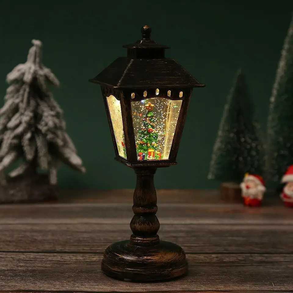 Christmas Decorations LED Night Lights Wind Lamps With Music USB Singing Snow Globe Santa Claus Christmas Tree Table Lamps Decor XJ250804