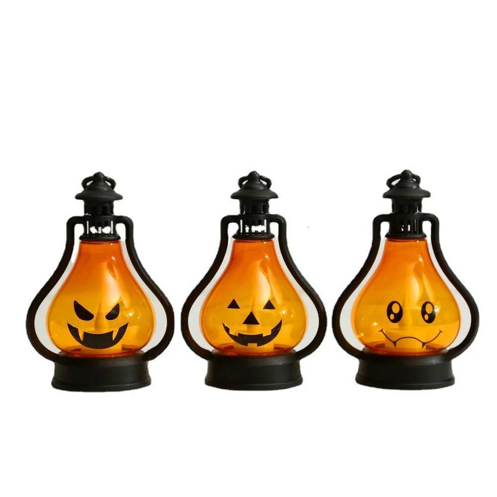 1pc Battery Powered Portable Horror Halloween Pumpkin Ghost Lantern for Bar Desktop Ornament Halloween Atmosphere Party Decor XJ250804