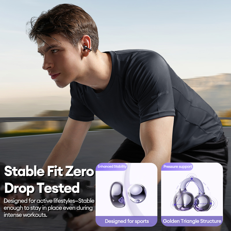 LenovoServices Wireless Fashion design Headphones Ear Clip Bluetooth 6.0 Headset Long Battery Life Sports Earphones HIFI Stereo IPX4 waterproof LE302