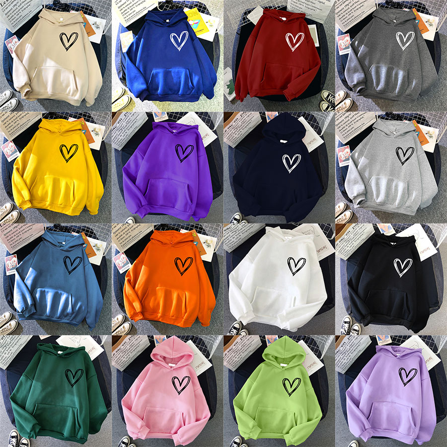 2025 printed hooded winter new style Japanese European and American solid color Korean version of the simple style fresh and sweet hooded sweater