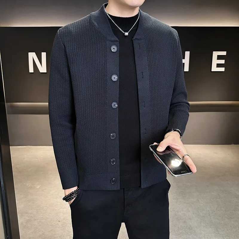 igh Quality Spring Autumn Knit Cardigan Men Solid Color Smart Casual Single Breasted Outwear Long Sleeve Knitted Sweater Coat XJ250805