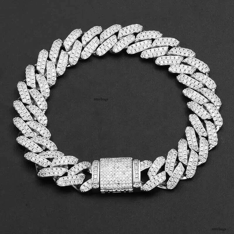 Pass test 8-14mm Wide GRA Moissanite Dia Gold Sterling Sier Cuban Link Chain for Men Hip Hop Necklace