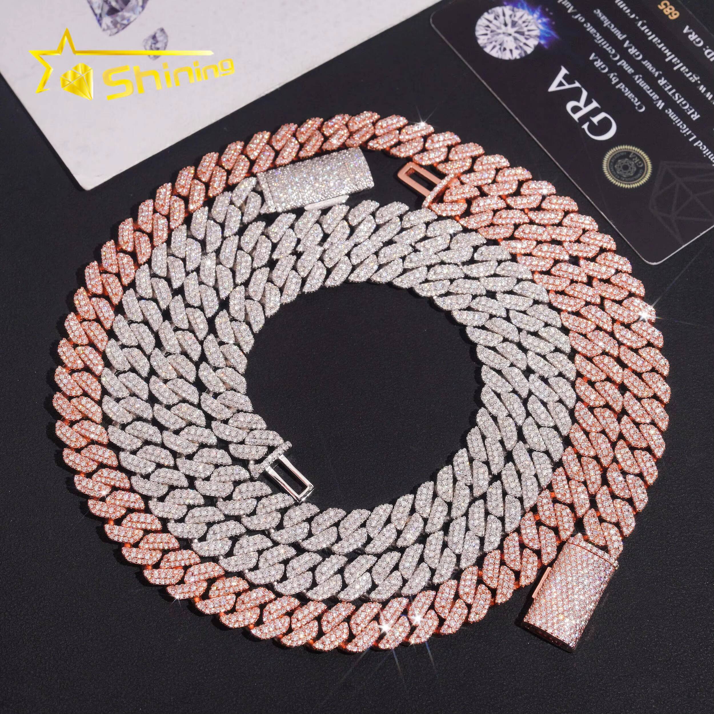 Best Selling Design 10mm Iced Out VVS Moissanite Pass Diamond Test Cuban Link Chain Hip Hop Mens 925 Silver Necklace Bracelet