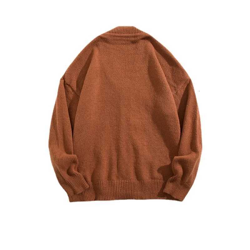 Autumn Winter Men Casual V-Neck Cardigan Sweaters Solid Color Long Sleeve Outerwear Single-Breasted Male Loose Knitted Coats XJ250805