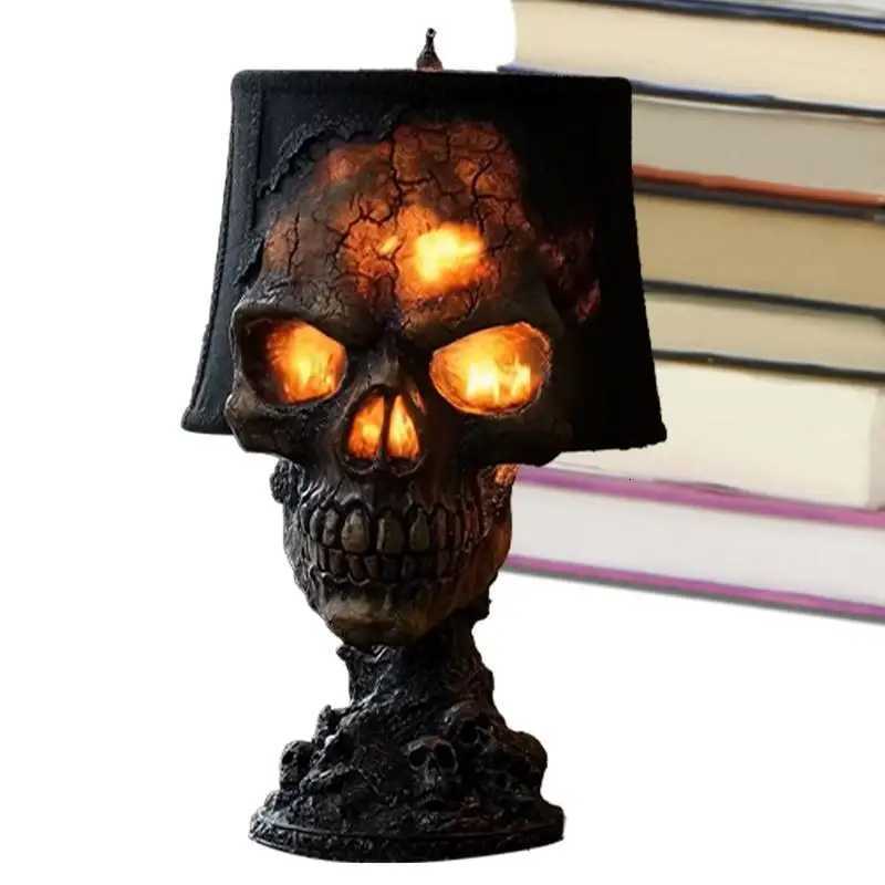 Gothic Table Lamp Halloween Skull Statue Desk Lamp Skeleton Halloween Decorations Ambient Lighting Night Light Desktop XJ250804
