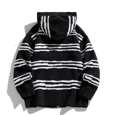 New Quality Collage Contrasting Striped Knitted Cardigan Mens Coat New Street Casual Loose Sweater Striped Sweater for Men XJ250805