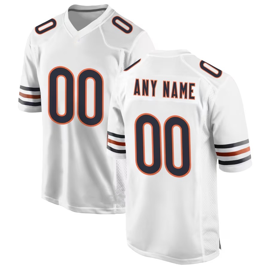 Cheap Personalized Custom Football Jersey Men's Chicago youth white orange Custom Game Jersey