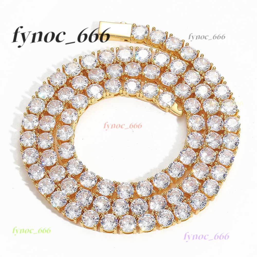 Hip Hop S925 Silver Moissanite Necklace with Spring Clasp Wholesale Tennis Chain