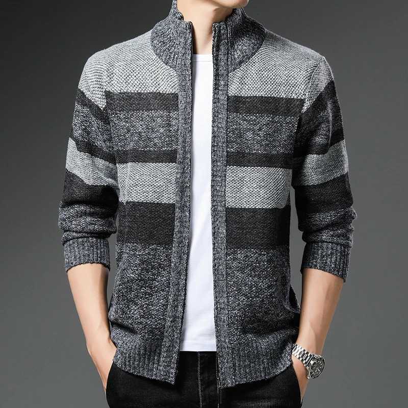 Winter Thick Sweater Mens Cardigan Jacket Autumn Winter New Slim Stylish Warm Sweaters Fleece Jumper Zip Up Sweater XJ250805