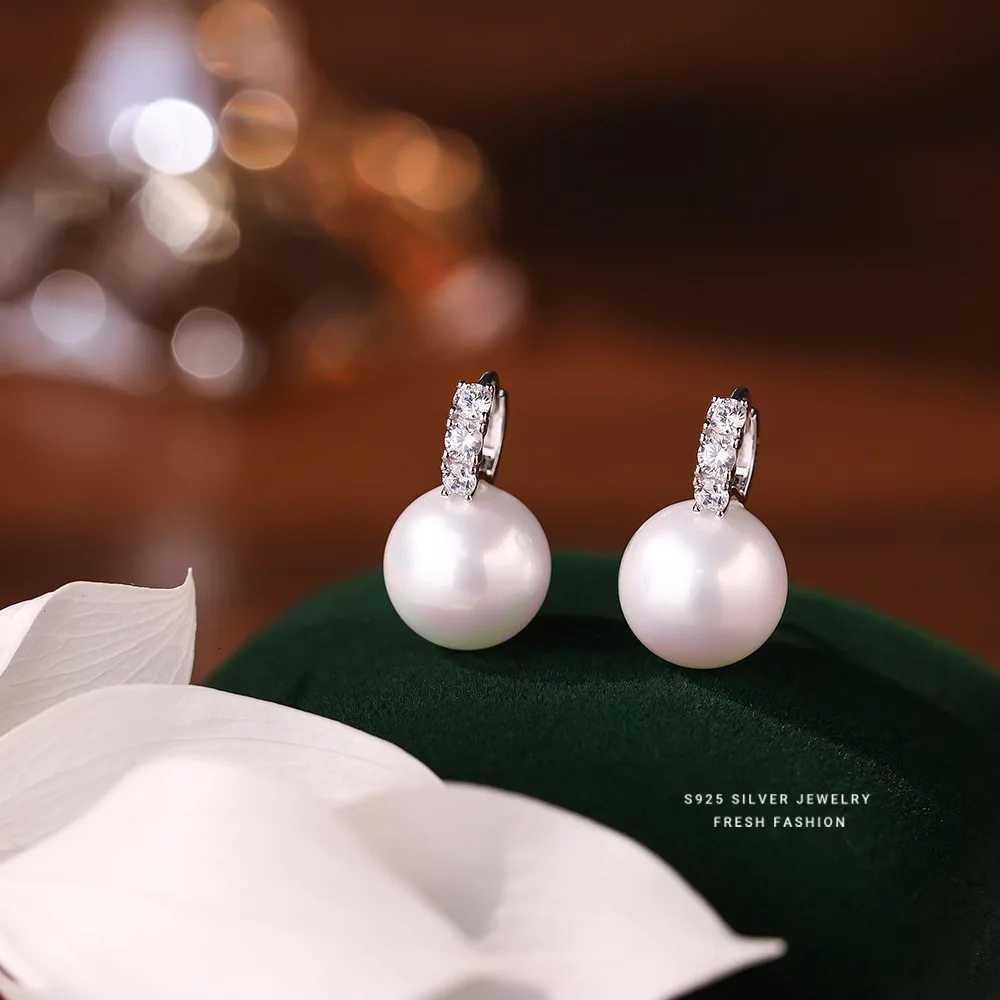 925 Sterling Silver Inlay Zircon Shell Pearl Earrings for Women French Light Luxury Temperament Elegant Jewelry Y250804