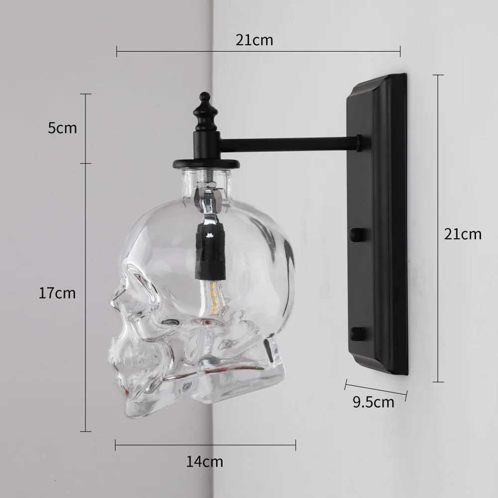 Vintage Skull Head LED Clear Glass Pendant Light Indoor G9 Edison Lamp Bedroom Living Room Holiday Halloween Decor Hanging LampXJ250804