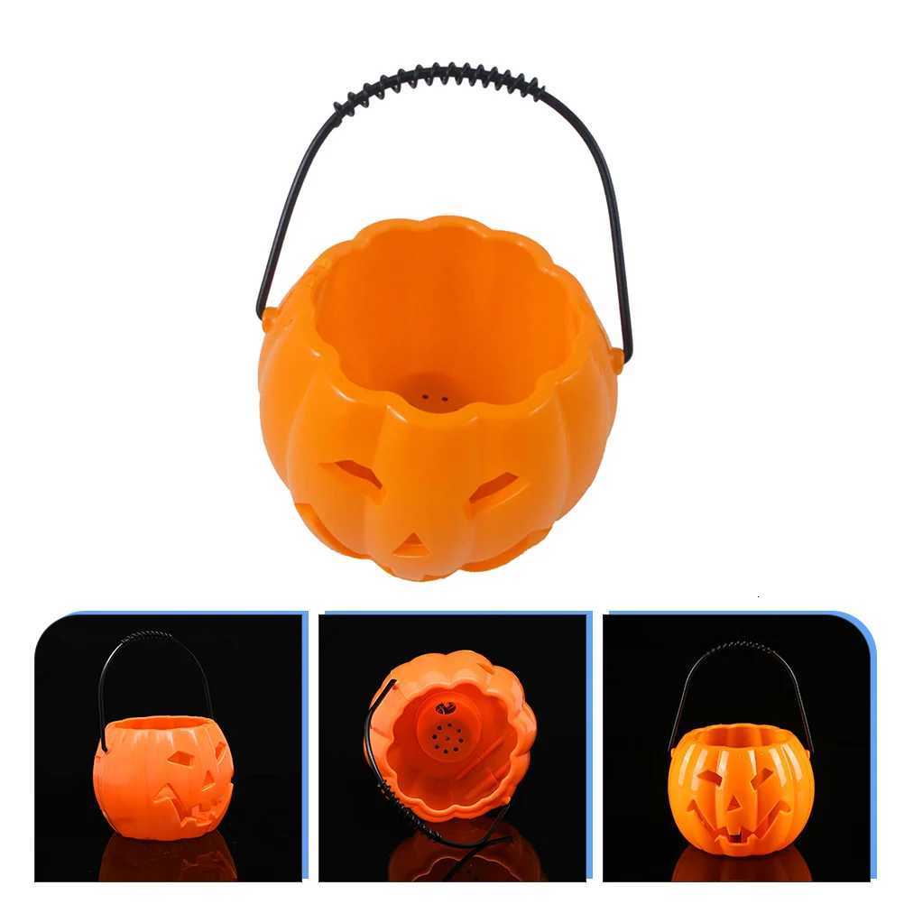 4pcs Pumpkin Lantern Props Plastic Halloween Bucket with Voice Sensor LED Candy Holder for Party Favor Supplies Decor XJ250804