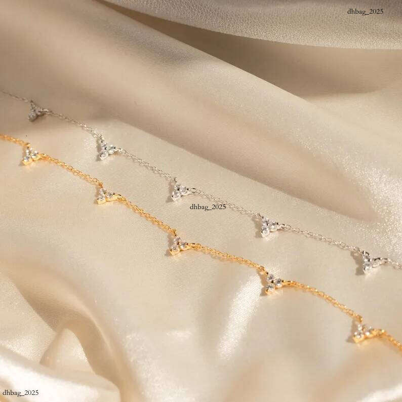 Dia Crystal Beaded Dainty Layering Triangle Charm Necklace Anniversary Gift