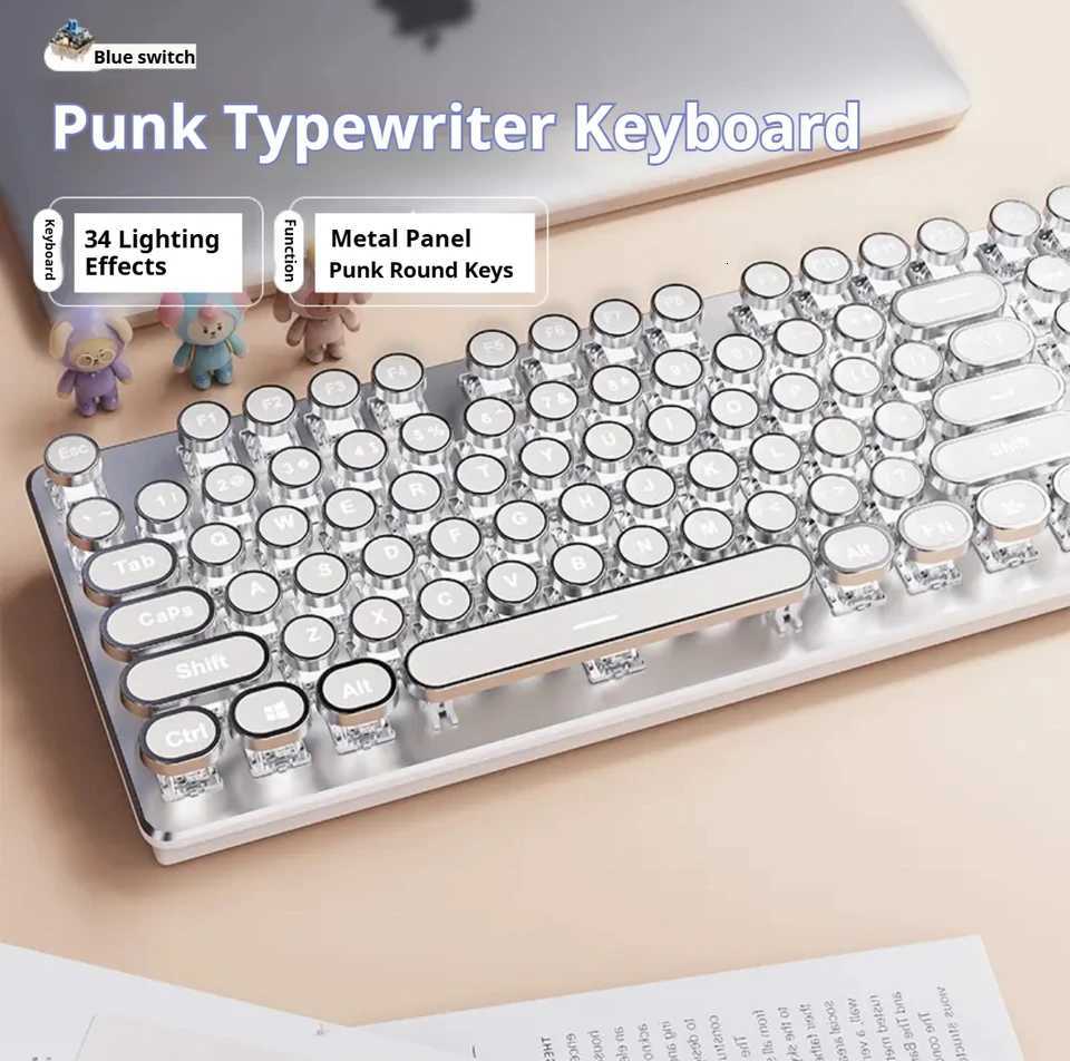 EWEADN TK950 Wireless Punk Typewriter Mechanical Keyboard Game Office Triple Mode Wireless 5.0/2.4G/Wired Ergonomic Keyboard Z250805