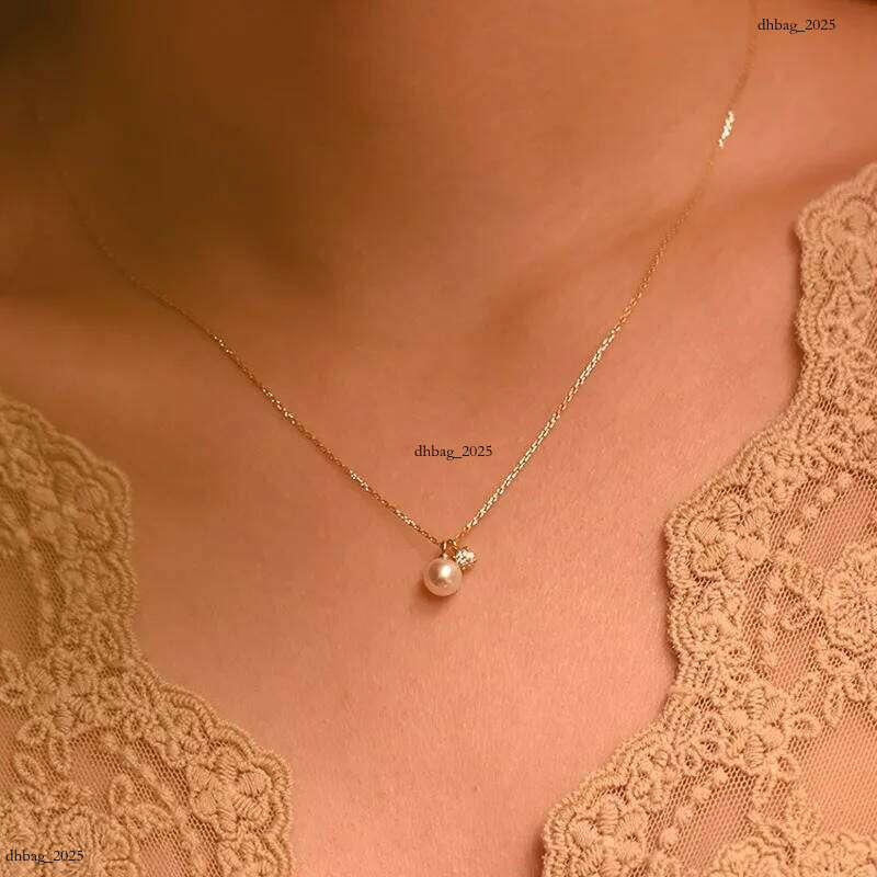S Pearl Necklace with Small Zircon Light Niche Collarbone Chain Jewelry