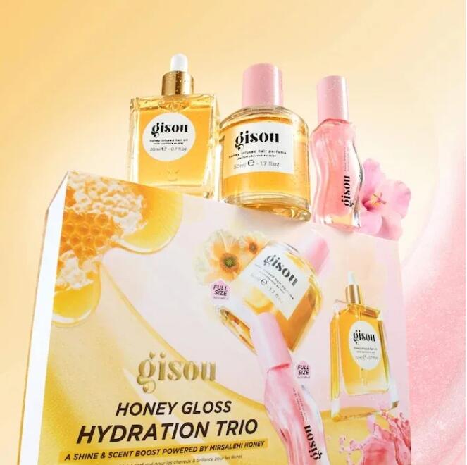 Gisou set lip gloss/moisturizing hair cream/hair care perfume/hair care essential oil/4-piece Gift Set Fast Ship
