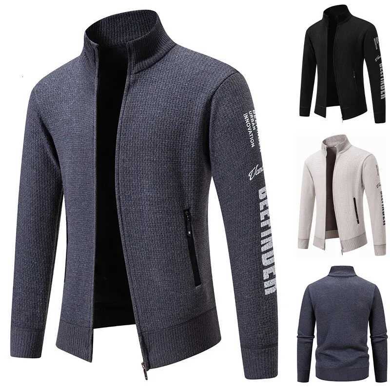 New Winter Men Casual Cardigans Sweatercoats Jackets High Quality Men Fleece Thicker Warm Stand-up Collar Cardigans Coats 3XL XJ250805