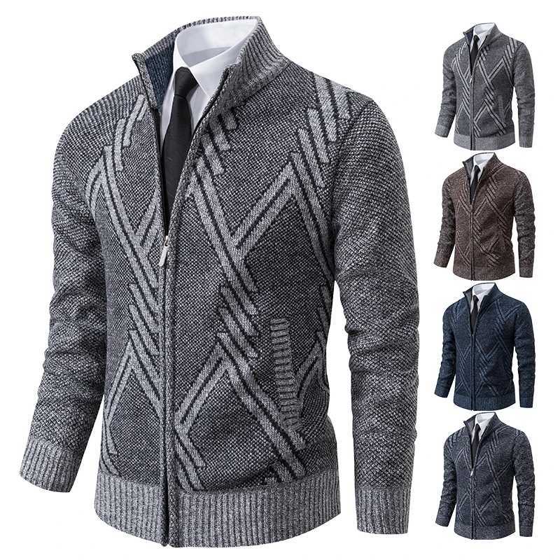 Spring Autumn Knit Cardigan Men Sweater Coat Men Clothes Brown Gray Brand Male Knitting Jackets XJ250805