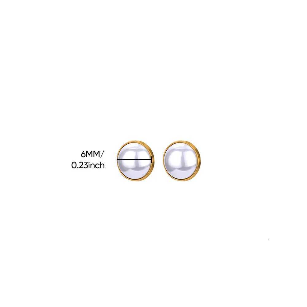 Imitation Pearl Round Earrings for Women Stainless Steel Gold Color Geometric Pearl Earring Fashion Wedding Christmas Jewelry Y250804