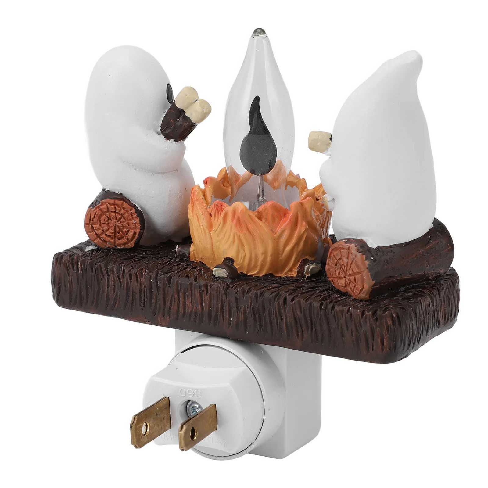 Ghost Flickering Night Light Resin Indoor Figurine Lamp Decoration Ghost Nightlight Flashing Fllaming Energy Saving For Halloween XJ250804