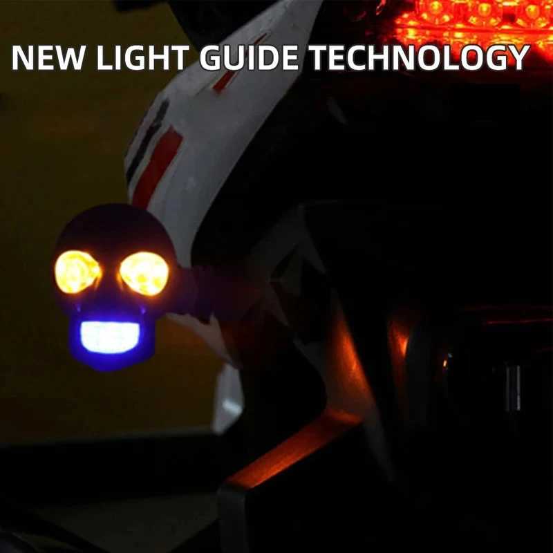 2PCS Motorcycle LED Dual Color Skull Shape Waterproof Fog Light Auxiliary Headlights ATV Scooter Driving For Racers Spotlight XJ250804