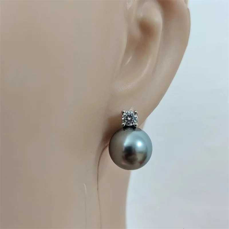 Senlissi- New Retro Palace Dark Gray Stud Earrings for Women 8-12mm 6A Grade Zircon S925 Sterling Silver Womens Jewelry Gifts Y250804