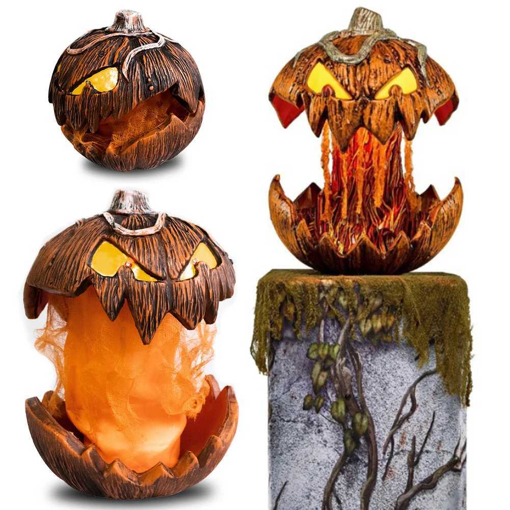 Halloween Sound Pumpkin Head Lighting Unique LED Devil Pumpkin Lantern Halloween Evil Pumpkin Lamp Halloween Party DecorationXJ250804