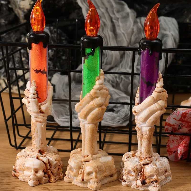 Halloween Candle Lamp Plastic Ghost Hand Skull Lamps with Button Batteries Haunted House Horror Atmosphere Props Party SuppliesXJ250804