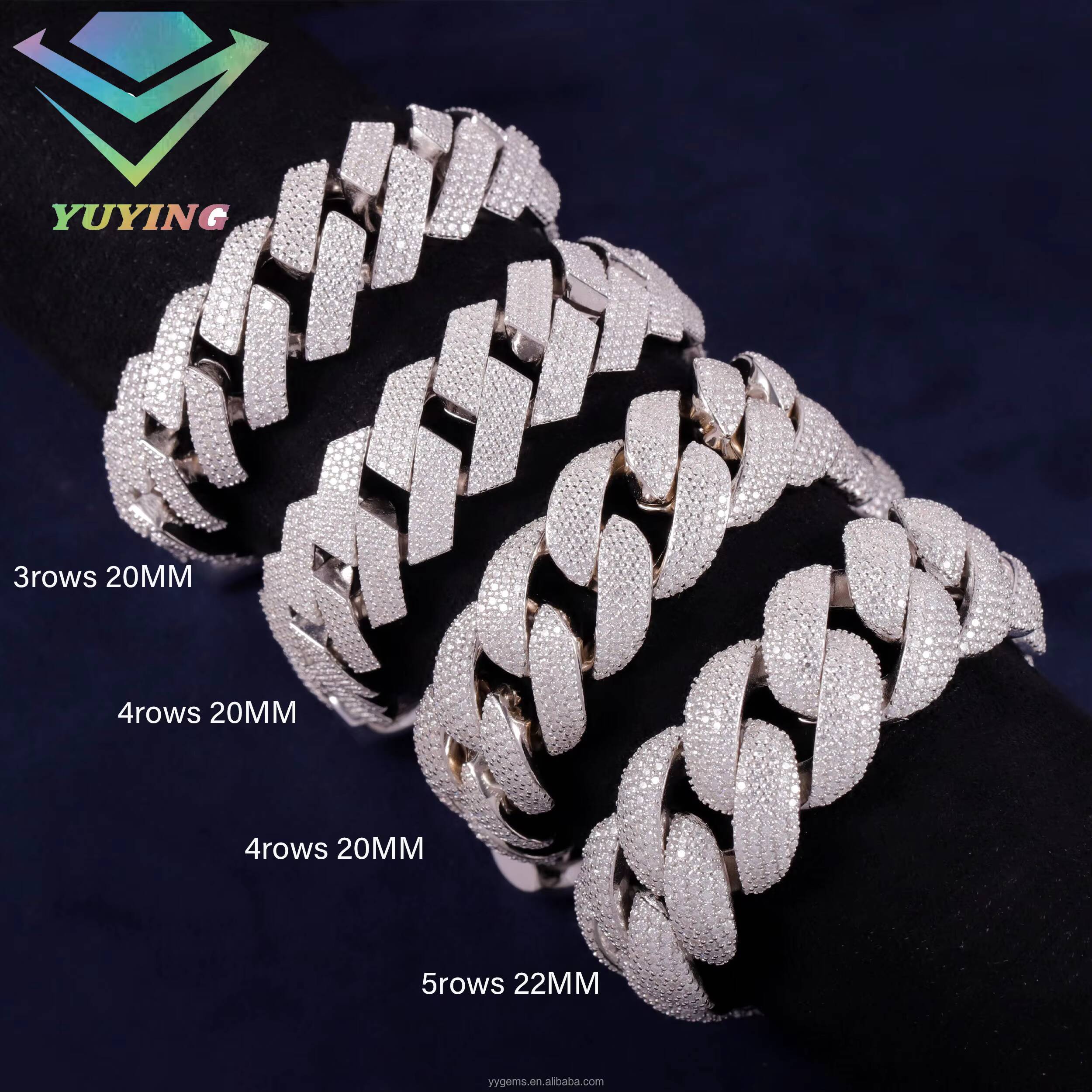 Hip Hop Jewelry 20mm 22mm Bracelet Gold Plated Cuban Link Chain S925 Silver Iced Out VVS Moissanite Diamond Cuban Bracelet