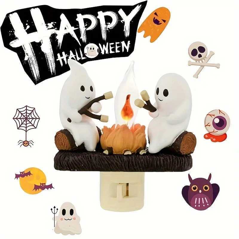 110V 220V Halloween Ghost Bonfire Twinkling Night Light 3D LED Campfire Night Light Cute Halloween Interior Decoration XJ250804