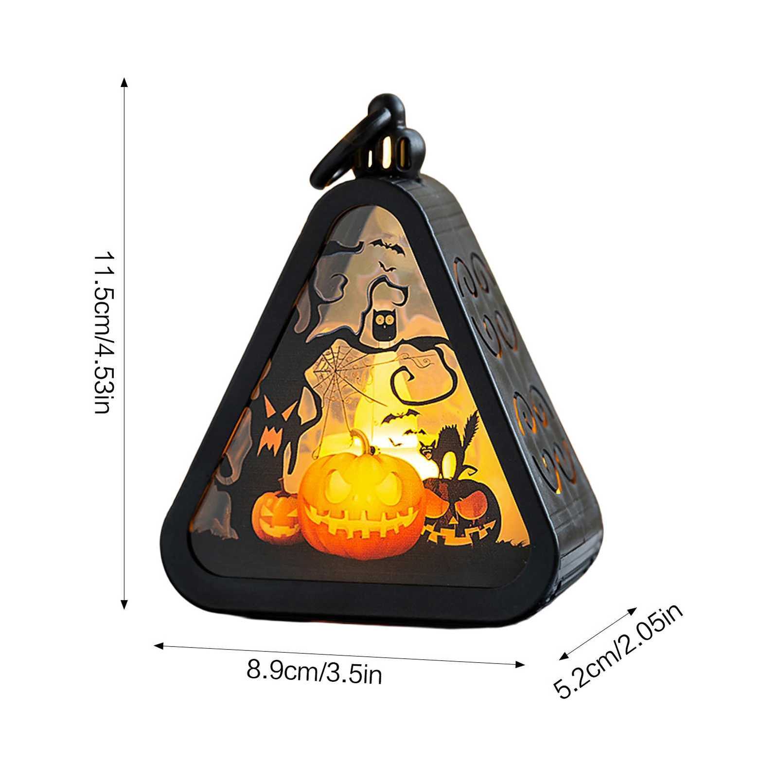 Mini Halloween Pumpkin Triangle Lanterns Table Party Favors Ornaments LED Light Display for Home Party Porch Garden Decor XJ250804
